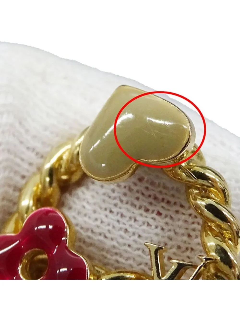 Louis Vuitton Ring Bark Sweet Monogram Gold Multicolor Large Logo Presence